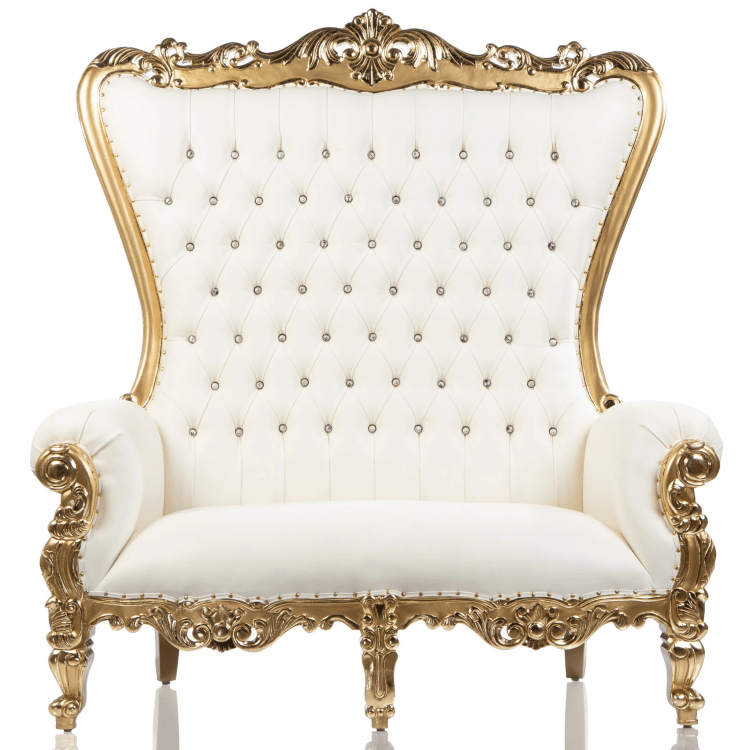 White & Gold Double Throne Chair