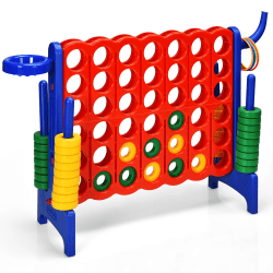 Costway 4 in A Row Giant Game Set w Basketball Hoop for Family Blu 1 Large Connect 4