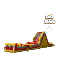 77' Red Marble Obstacle Course with Climbing wall